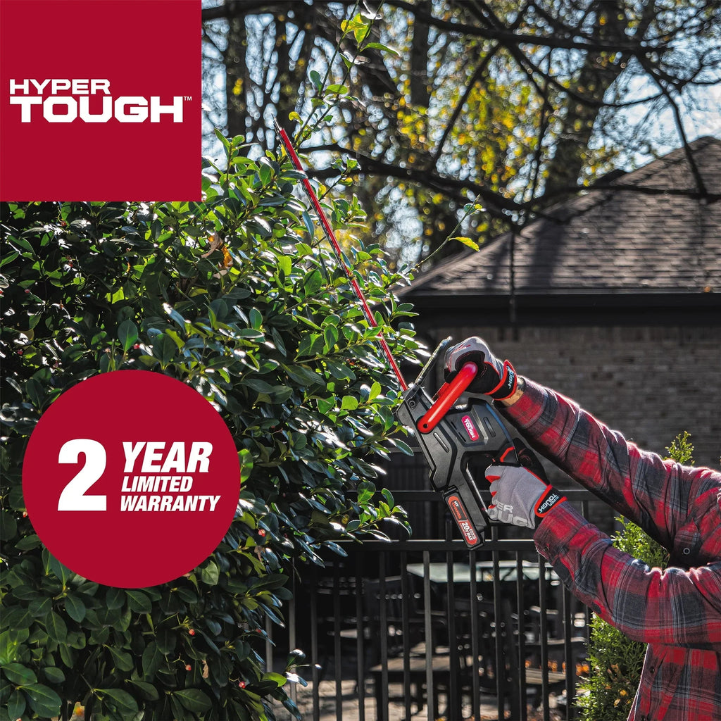 2026 NewHyper Tough 20V Max 22-inch Cordless Battery Powered Hedge Trimmer, HT21-401-003-07