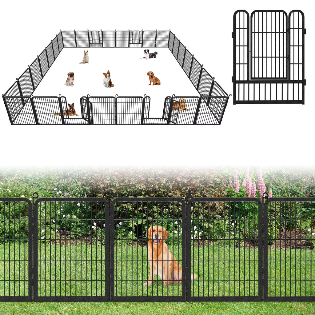 2026 NewGarden Fence with Gate Fencing No Dig Fence Panels 30ft(L)"32in(H) for Yard Animal Barrier Decorative Garden Fencing for Backyard Patio Garden Fences and Borders for Dogs