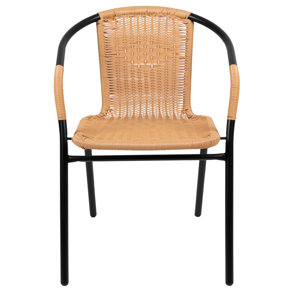 2026 NewEmma + Oliver Indoor/Outdoor Stacking Rattan Restaurant Patio Chairs, Set of 2, Gray