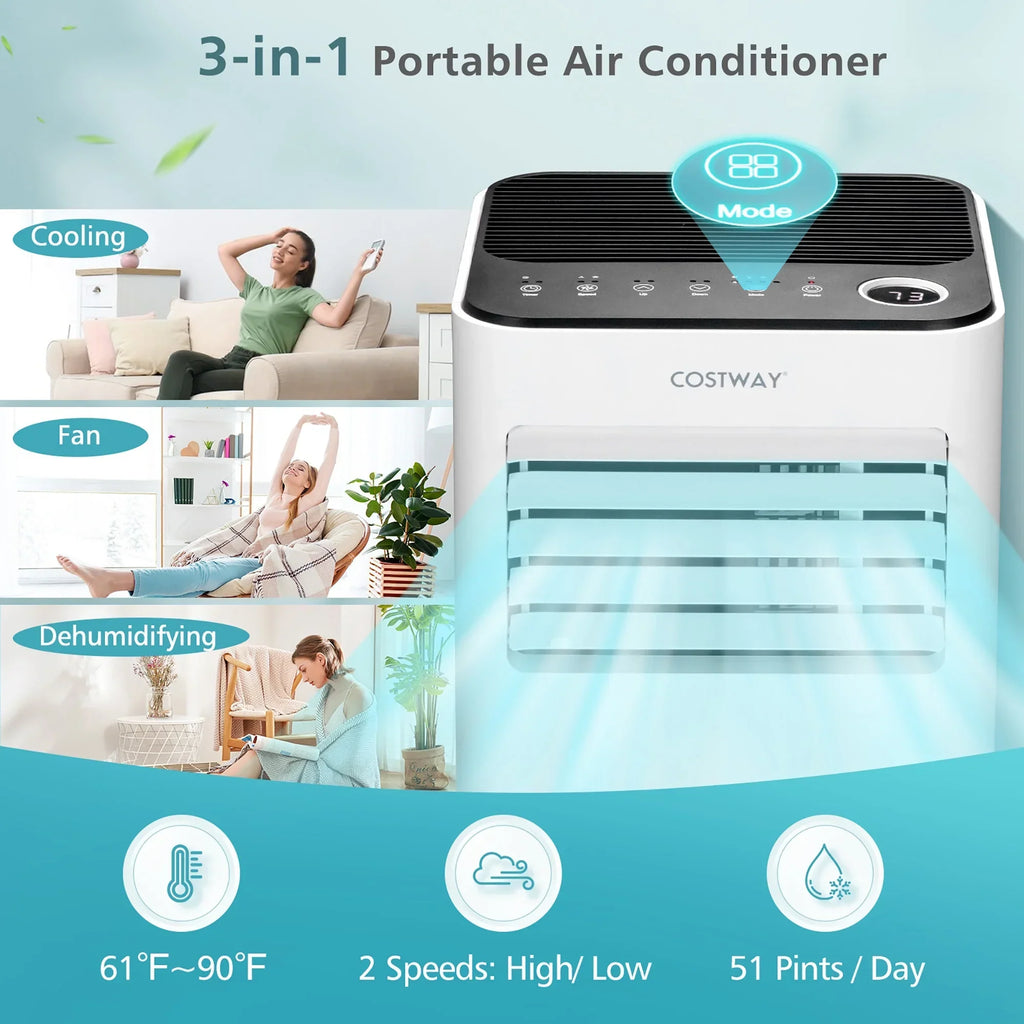 2026 NewCostway 10000 BTU Portable Air Conditioner 3-in-1 Air Cooler with Fan Dehum Sleep Mode