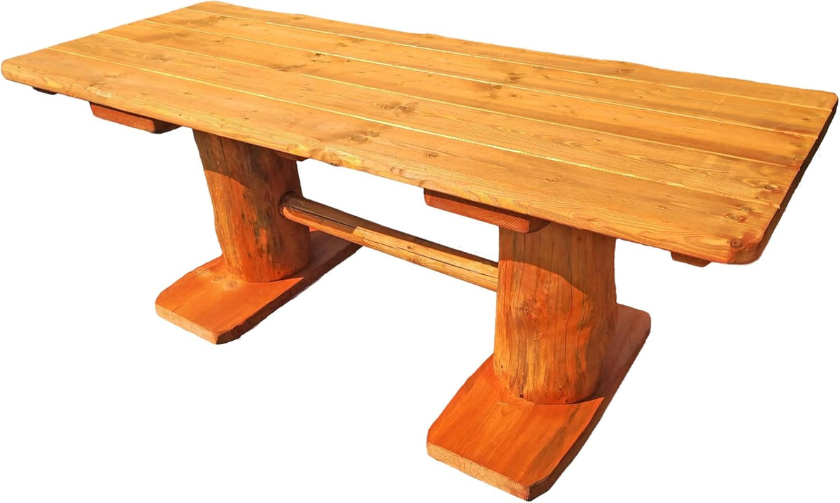 2026 Conjunto de asientos rústicos macizos - muebles de jardín - fabricados en pino local - tratados con conservante para madera (200 cm)