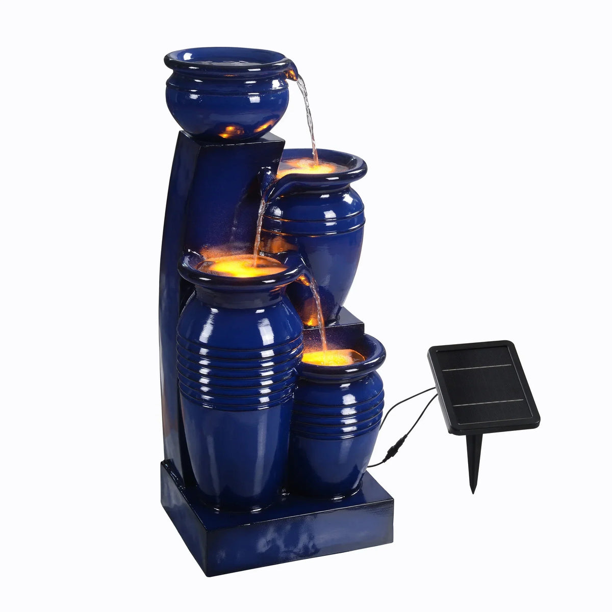 2026 NewTeamson Home 28.74" Solar Water Fountain with LED Lights, Navy