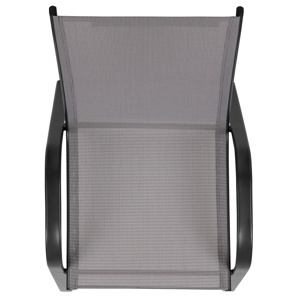 2026 NewBizChair 5 Pack Black Outdoor Stack Chair with Flex Comfort Material and Metal Frame