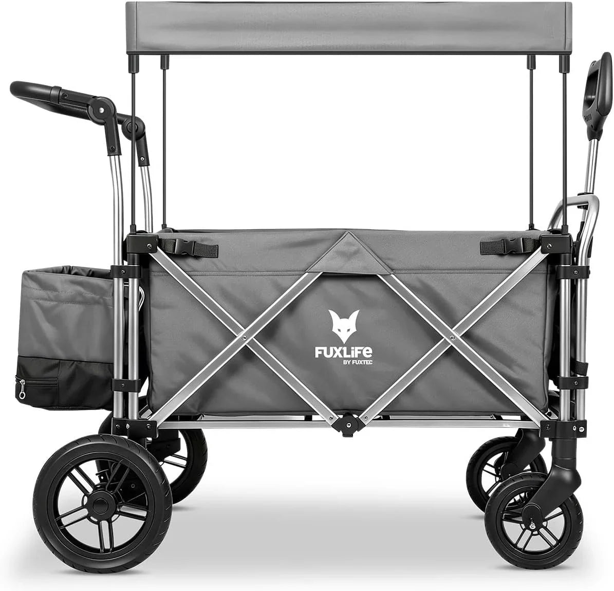 2026 Carrito plegable FUXTEC FX-CTL900 Premium gris para niños, para jardín, playa o ciudad, empujable y remolcable, carga máxima 75 kg