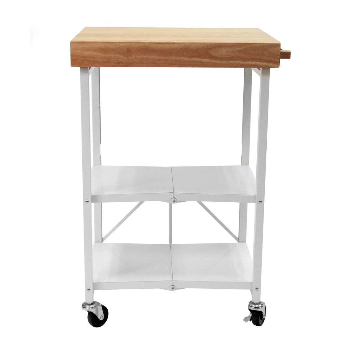 2026 NewOrigami Foldable Wheeled Portable Solid Wood Top Kitchen Island Bar Cart