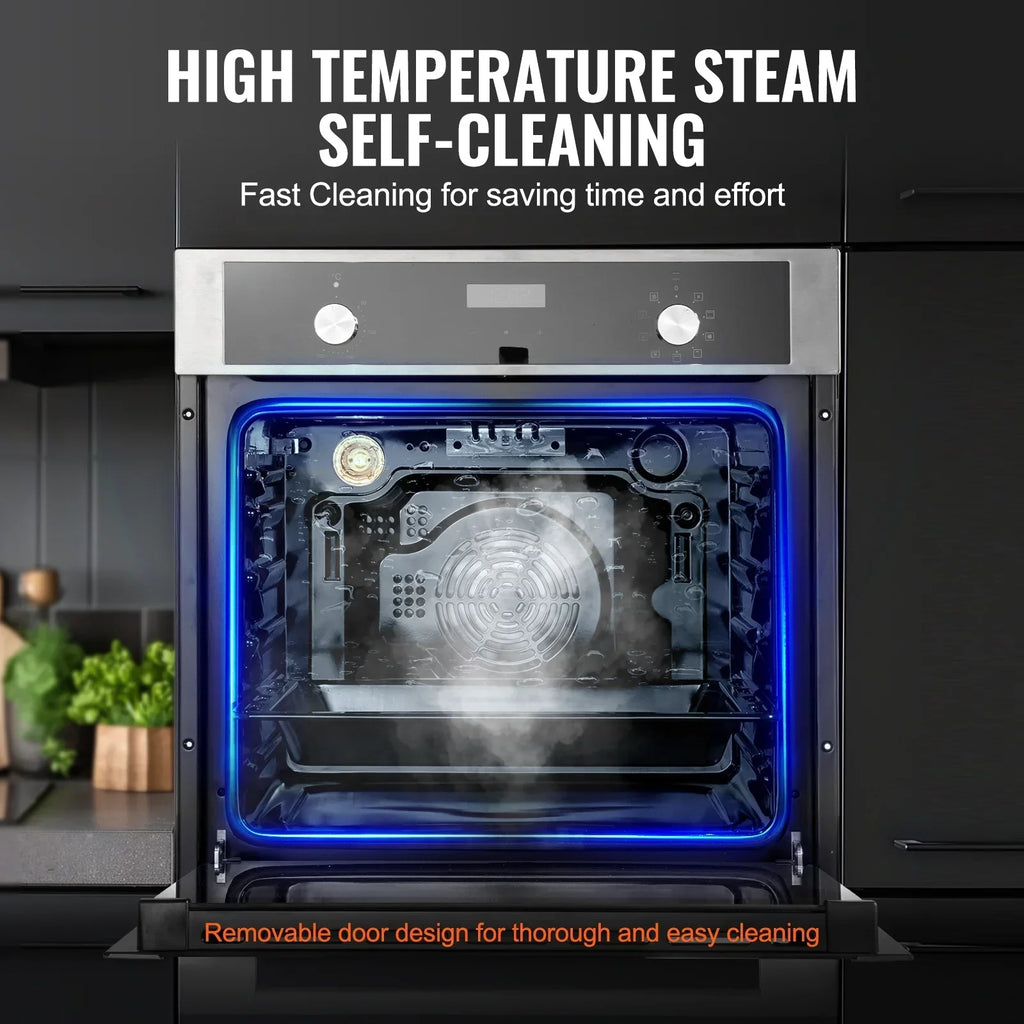 2026 NewKFFKFF Single Wall Oven, 24" Electric Oven for Built-in Installation, Offers 9 Cooking Modes, 2.68 Cu.Ft Capacity, Includes Timer, 2800W Power