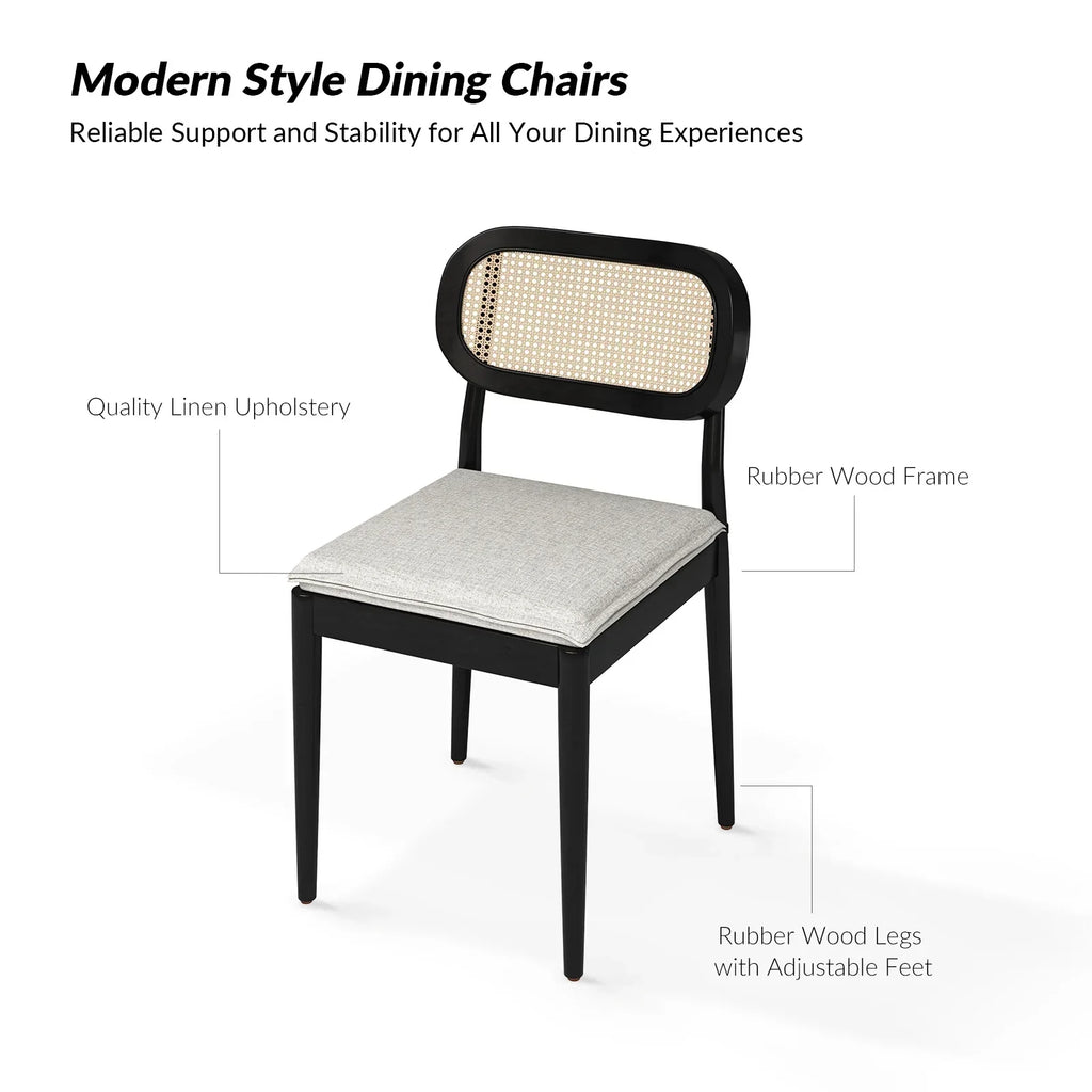 2026 NewRattan Dining Chairs Set of 2 Wooden Armchairs Removable Cushion Home Kitchen Restaurant Acorn