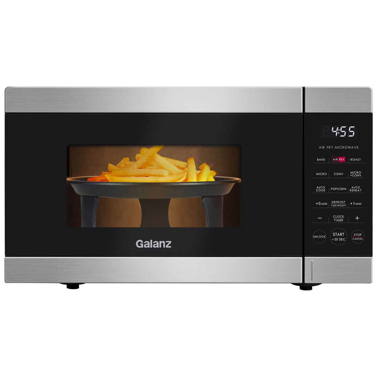2026 NewGalanz 0.9 Cu ft Air Fry Countertop Microwave, 900 Watts, Stainless Steel, New
