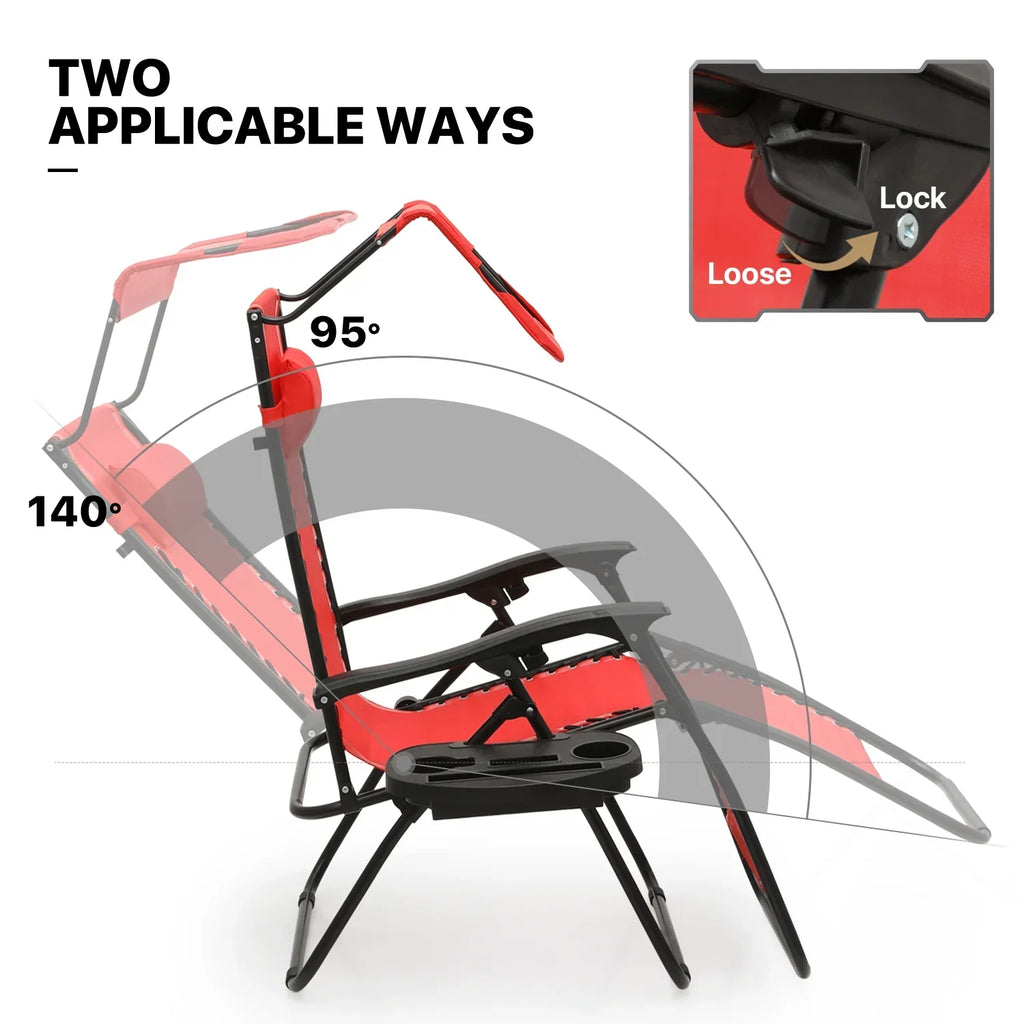 2026 NewMoNiBloom Zero Gravity Chairs Set of 2, Folding Outdoor Patio Beach Recliner with Canopy Shade & Headrest, Black