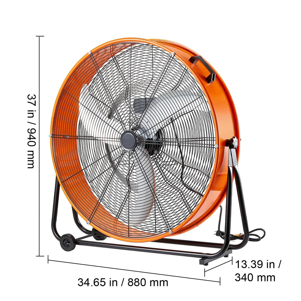 2026 NewKFFKFF Industrial Drum Fan, 30 Inch with High Speed, 3-Speed 13000CFM, Heavy Duty for Commercial Purposes, 360° Flexible Tilt Mechanism, Ideal for Warehouse, Workshop, Factory, and Basement