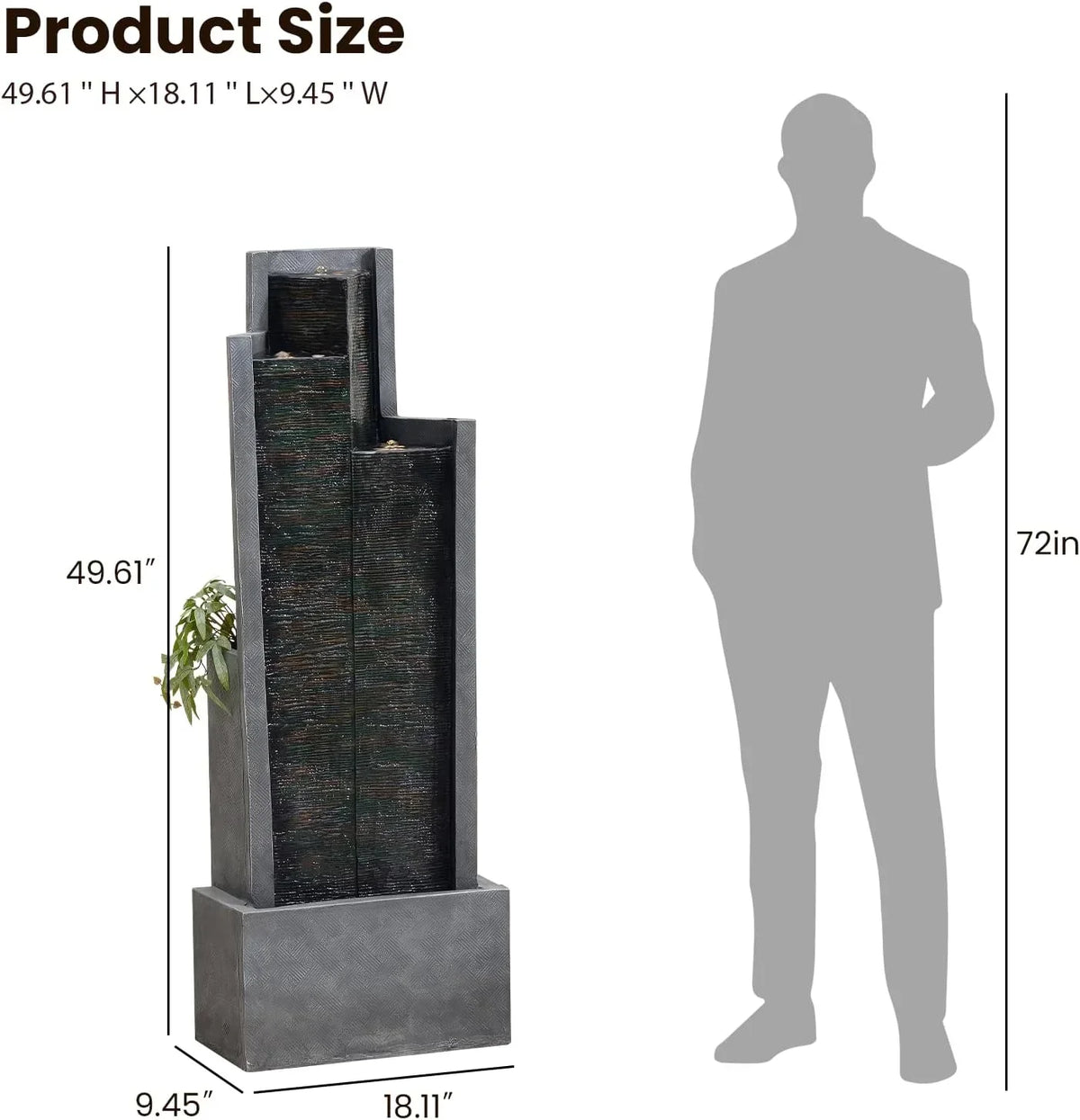 2026 NewOutdoor Modern Waterfall Fountain Water Fall Fountains with LED Lights for Garden, Patio, Backyard, Deck, Porch and Home Decor