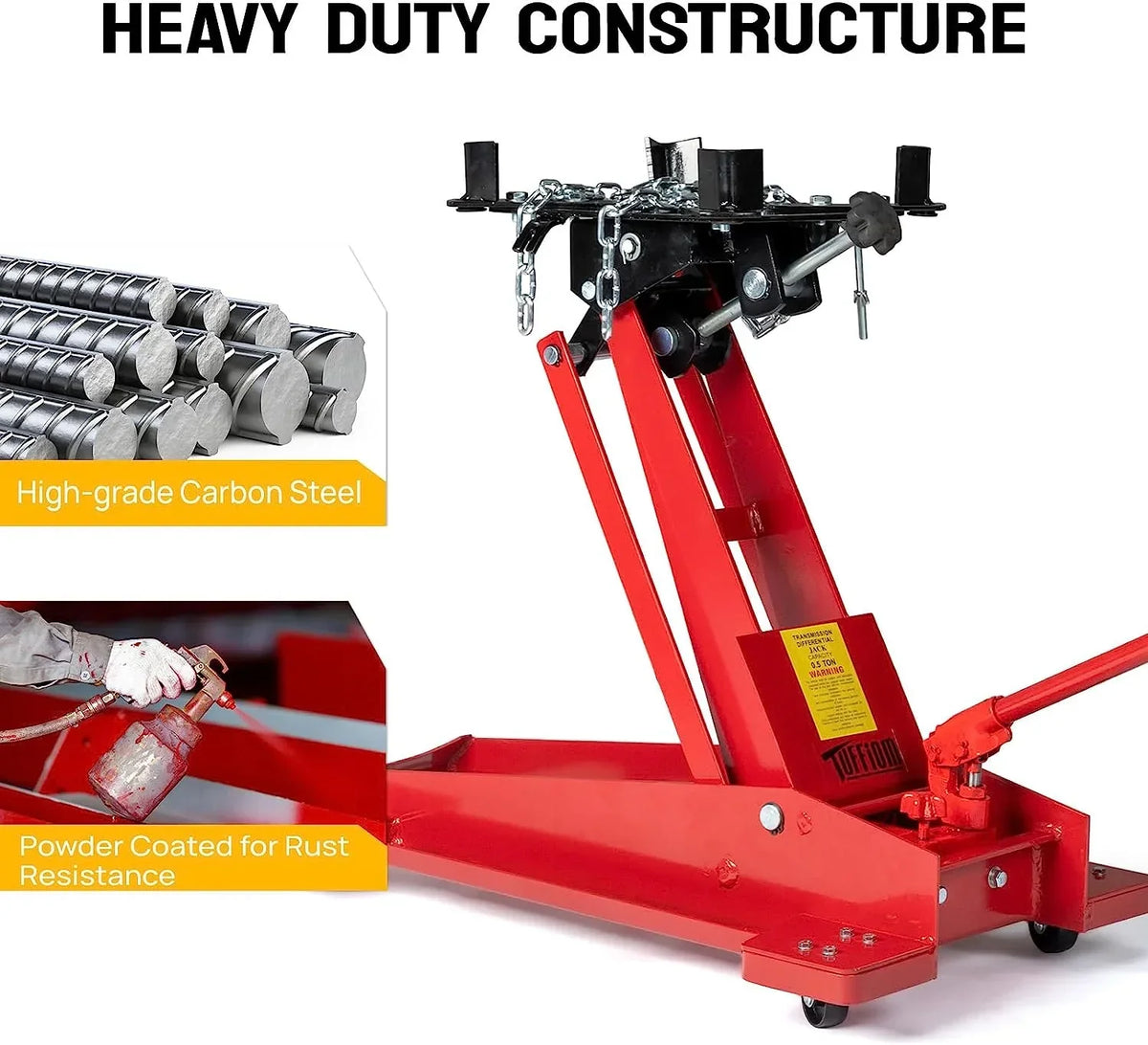 2026 NewTUFFIOM Hydraulic Transmission Service/Floor Jack Lift 1/2 Ton (1,000 lb) Capacity, Low Profile Roll-Under Floor Trolley, Automotive Shop Tool Hoist Lift Lifting Jack, Red