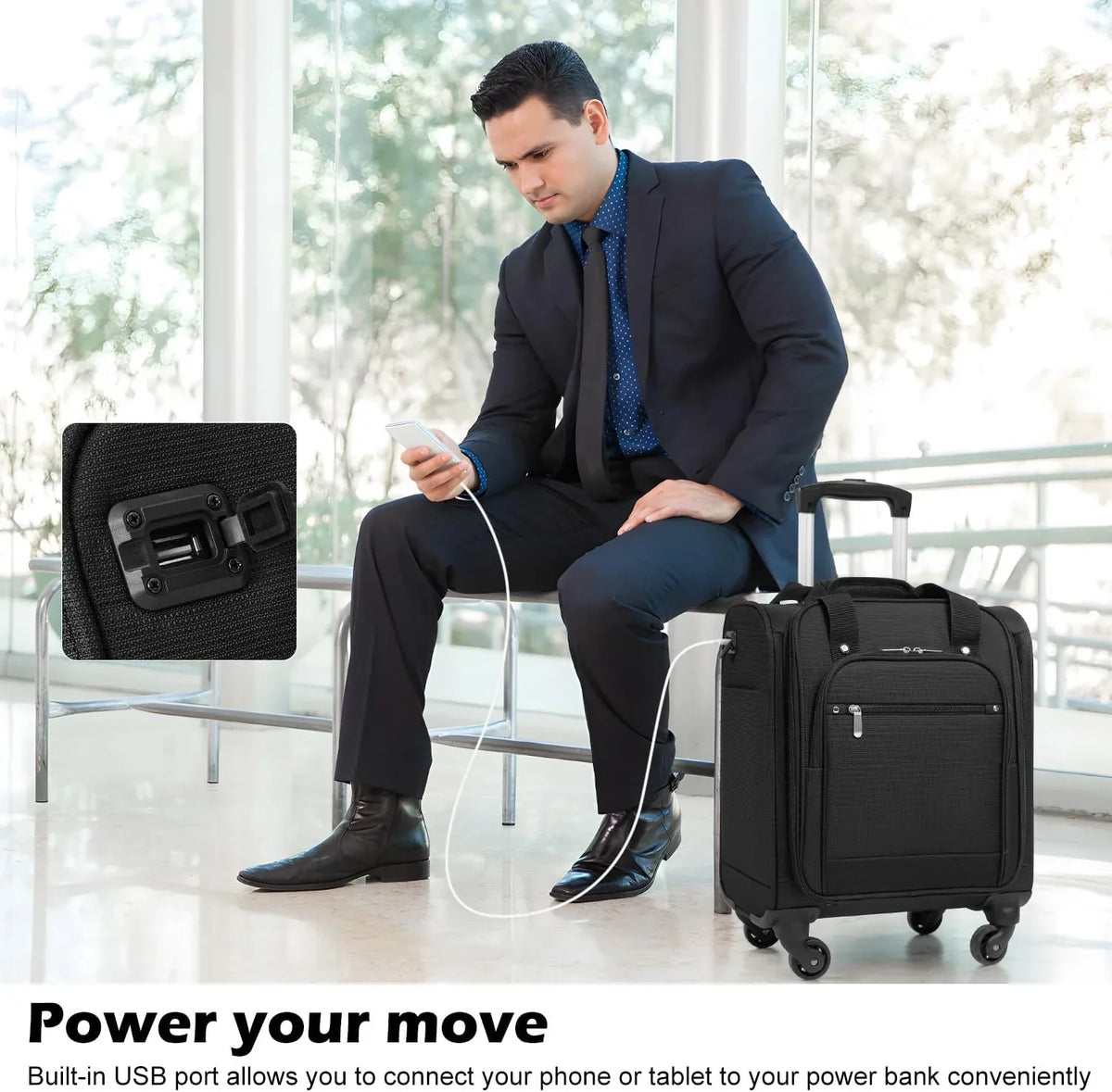 2026 NewUnderseat Carry On Luggage Softside Lightweight Rolling Travel Bag Spinner Suitcase