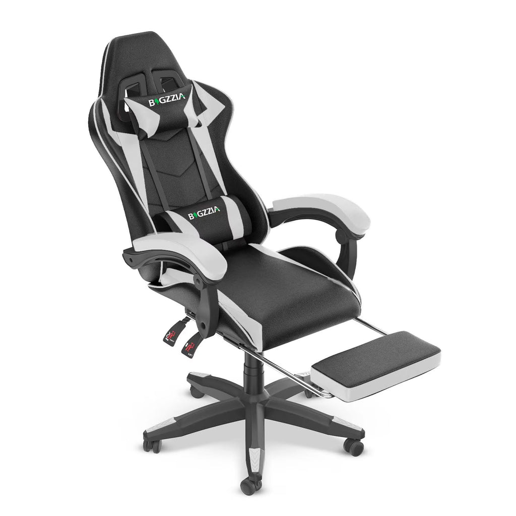 2026 NewBigzzia Gaming Chair Office Chair, Ergonomic Game Chair with Height Adjustable Headrest and Lumbar Support for Adults Teens, Black & White