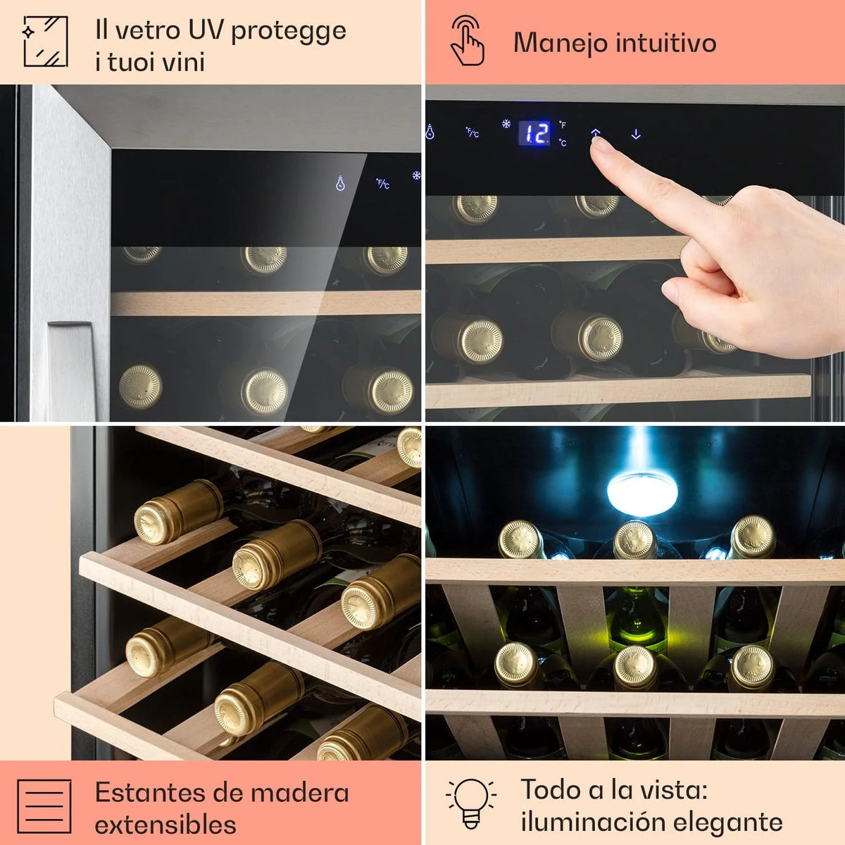 2026 Klarstein Vinoteca 36 Botellas, Nevera Vinos, Una Zona de Refrigeración, Nevera Expositora Vino y Cerveza, Vinoteca Interior y Exterior con Puerta de Cristal, Nevera Vino con Protección UV, 4-18°C