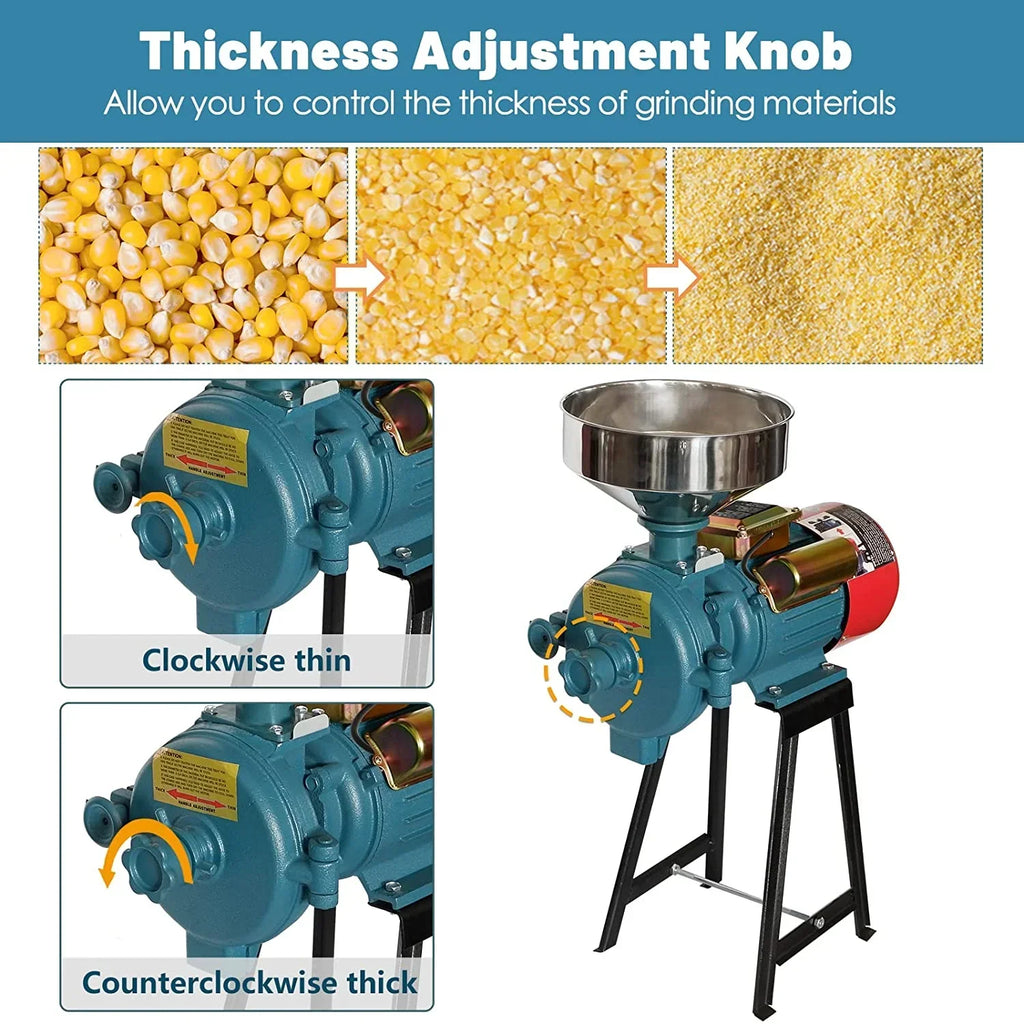 2026 NewNAIZEA 3000W Electric Grain Mill, 110V Corn Grinder, Heavy Duty Commercial Feed Mill, Wet Dry Cereals Grinder