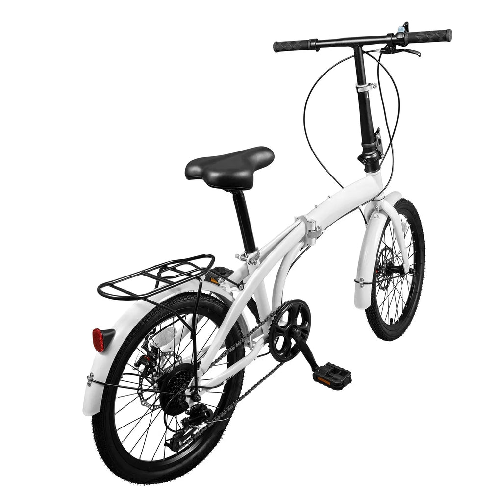2026 NewLOYALHEARTDY 20" Folding Bike 7-Speed Unisex Mountain Bicycle Adjustable Height MTB City Bike for Adult Teenager High Carbon Steel Foldable Bicycle for Riding Traveling w/Dual Disc Brakes & Fender