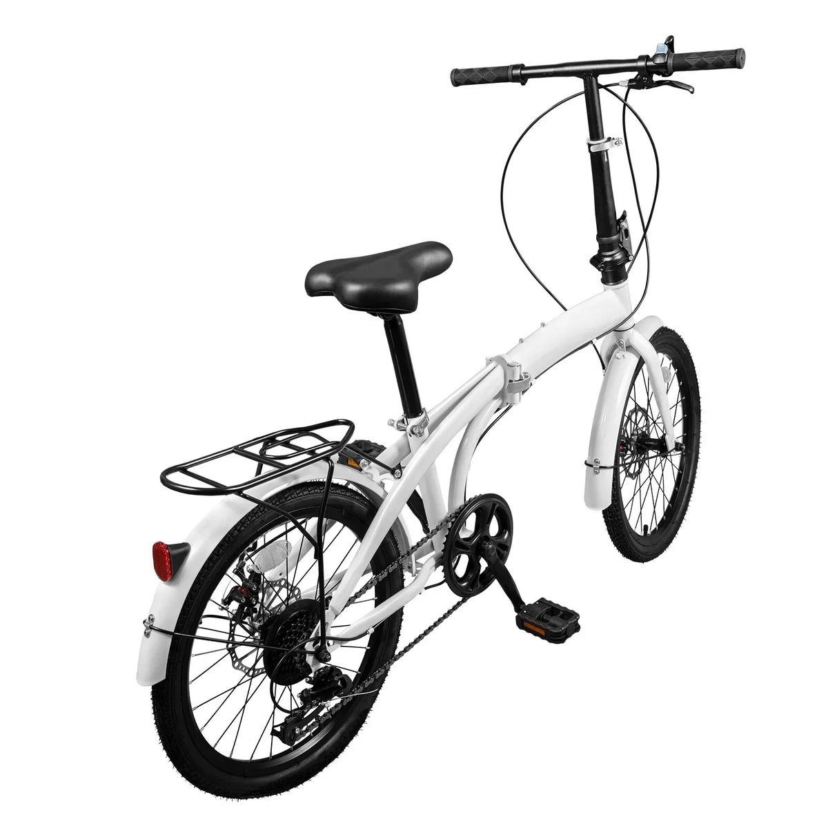 2026 NewLOYALHEARTDY 20" Folding Bike 7-Speed Unisex Mountain Bicycle Adjustable Height MTB City Bike for Adult Teenager High Carbon Steel Foldable Bicycle for Riding Traveling w/Dual Disc Brakes & Fender