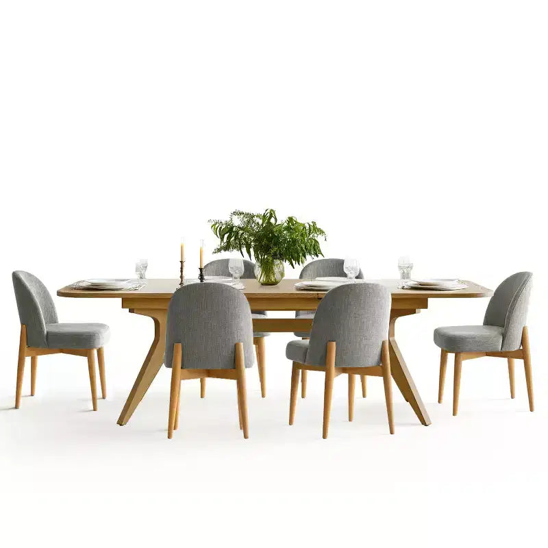 2026 Juego de comedor de 7 piezas con mesa extensible 78–96" y 6 sillas tapizadas - Panipeachy