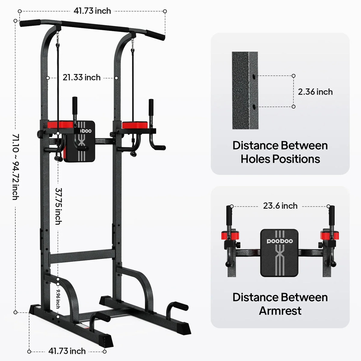 2026 NewLNOW Multifunction Power Tower Pull up Bar Dip Station Power Rack with Adjustable Backrest for Home Gym Strength Training Workout Equipment Max Weight 480lbs