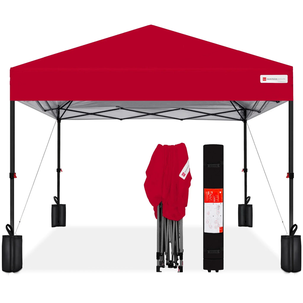 2026 NewBest Choice Products 12x12ft Easy Setup Pop Up Canopy w/ 1-Button Setup, Wheeled Case, 4 Weight Bags - Navy Blue