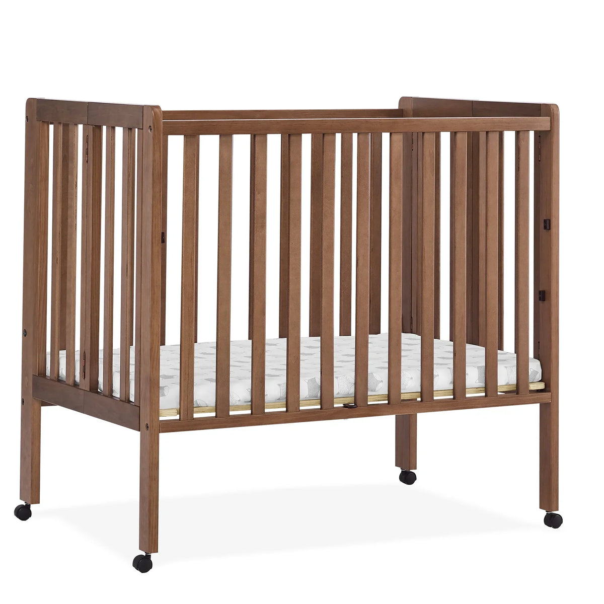 2026 NewDelta Children Lee Portable Folding Mini Crib with 1.5-Inch Mattress - Greenguard Gold Certified, Bianca White