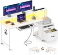 2026 Coleshome Escritorio Gaming con Cajones de Tela y LED, 140x48cm, Negro