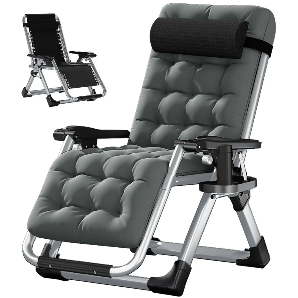 2026 NewNAIZEA 2 Pack Zero Gravity Chair, Foldable Portable Lawn Recliner with Cushion, Headrest, Cup Holder, Black