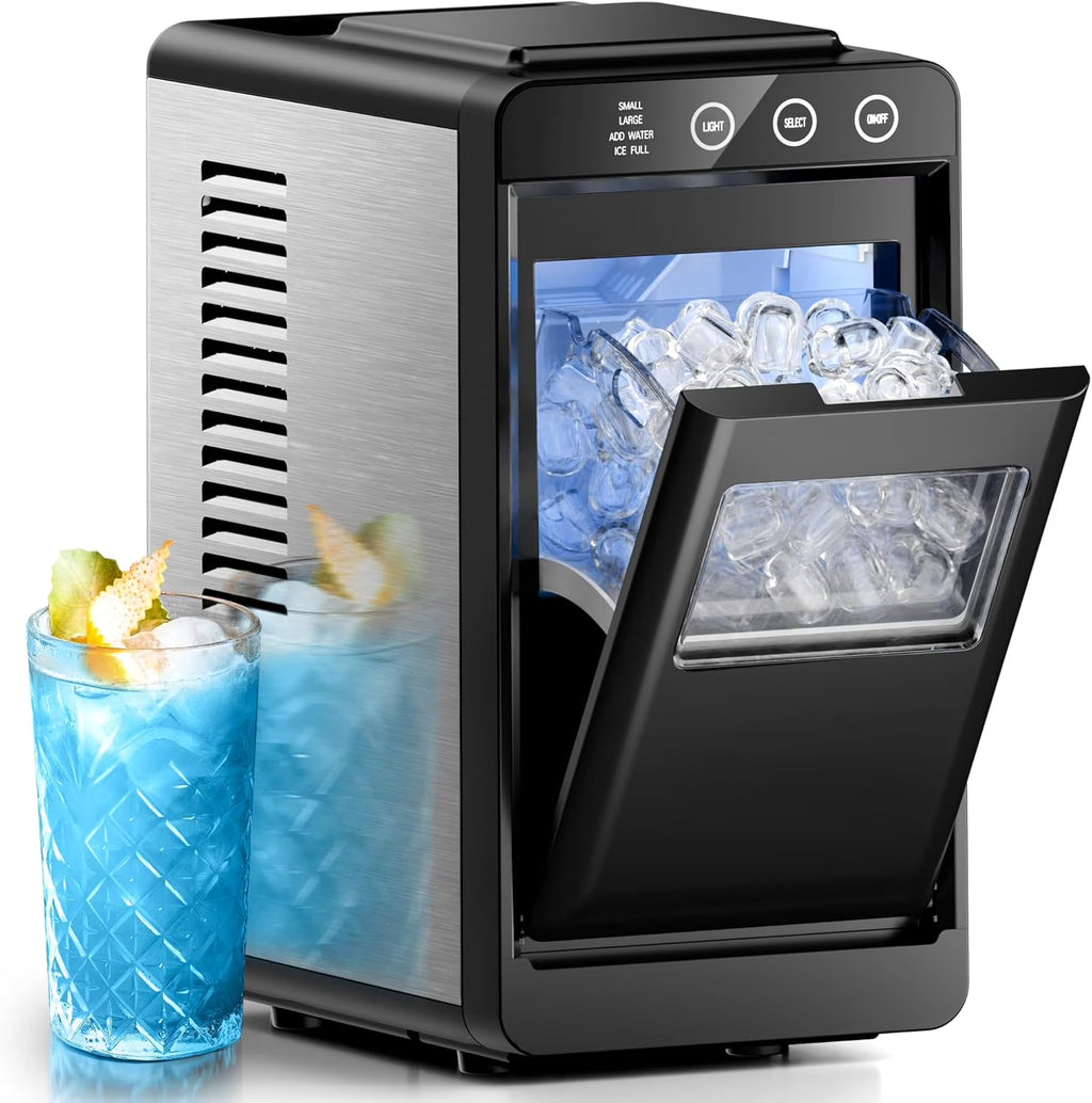 2026 NewMoifoi Ice Maker Countertop, 26 lbs/24 H, 8 Pcs Ice in 6 Mins, Portable Ice Maker Machine with Self-Cleaning, Interior Lighting, 2 Sizes Bullet Ice, Black