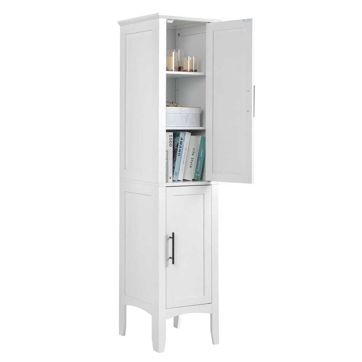 2026 NewKtaxon Bathroom Storage Cabinet Narrow Tall, Freestanding Cabinet Storage Tower with 2 Door, White