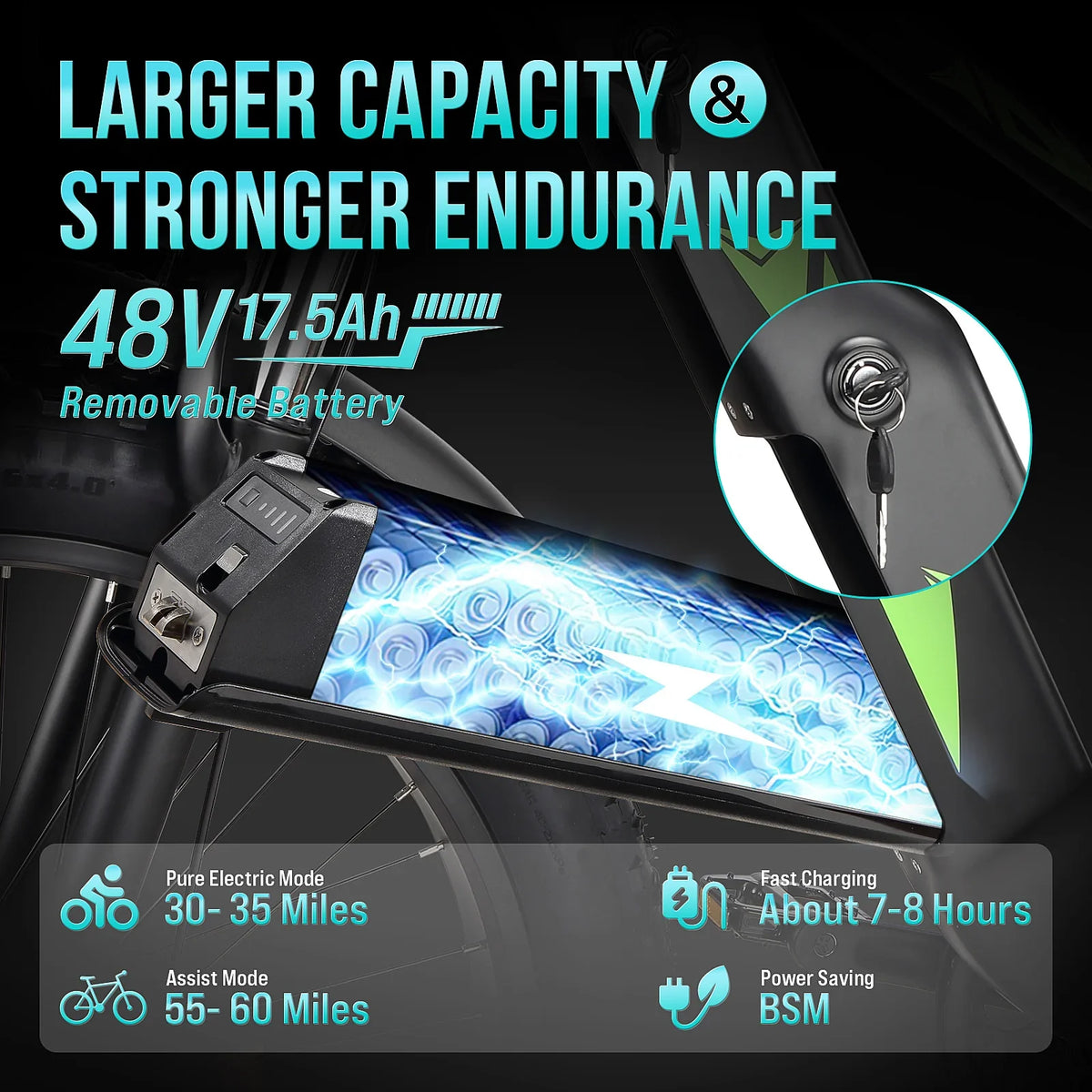 2026 NewElectric Bike for Adults,1000W E Bikes for Men,26" Fat Tire Electric Bikes,48V 17.5AH Battery,28MPH,7 Speed&Dual Hydraulic Disc Brakes,LCD Screen,60Miles Range,Electric Mountain Bicycle