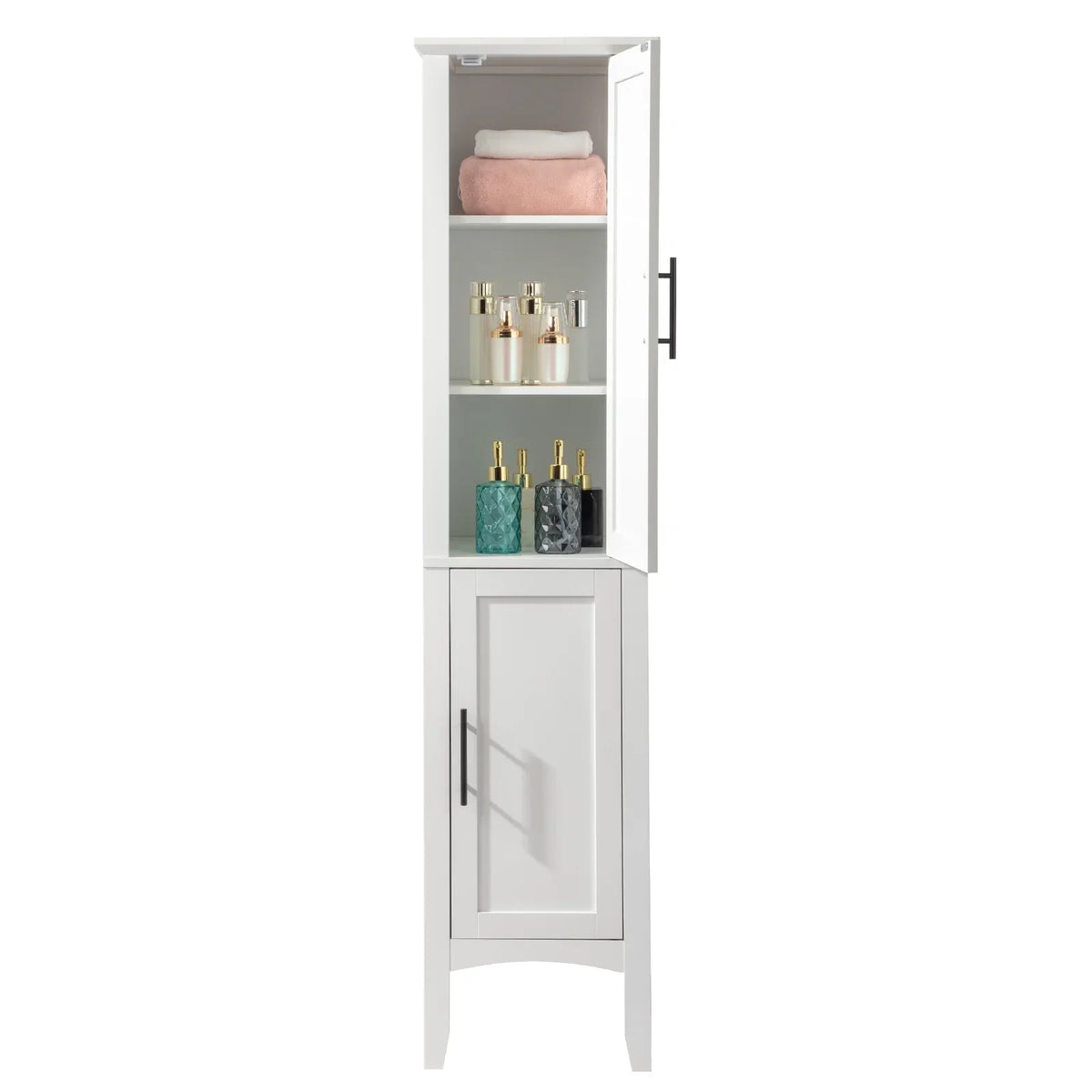 2026 NewKtaxon Bathroom Storage Cabinet Narrow Tall, Freestanding Cabinet Storage Tower with 2 Door, White