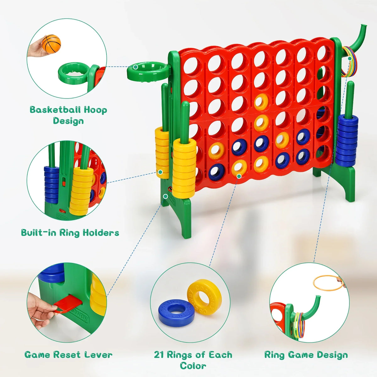 2026 NewCostway Giant 4 in A Row Jumbo 4-to-Score Game Set W/Storage Carrying Bag for Kids Adult