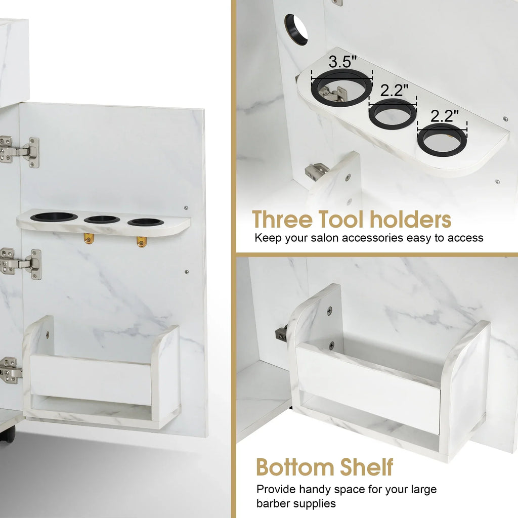 2026 NewBarberPub Salon Trolley, Hair Styling Rolling Utility Cart with Storage Drawer