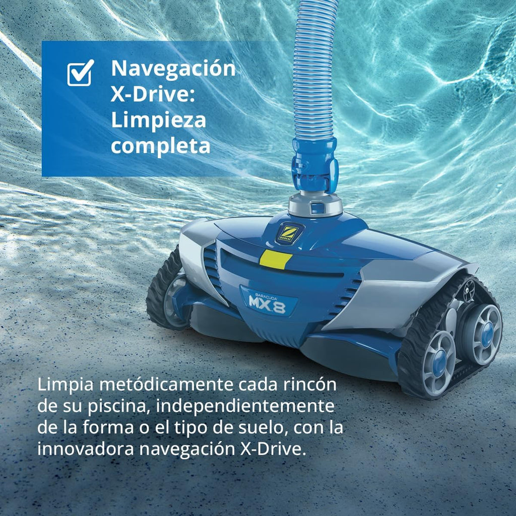 2026 Robot limpiador hidráulico Zodiac MX8 para piscinas enterradas de hasta 12 x 6 m.