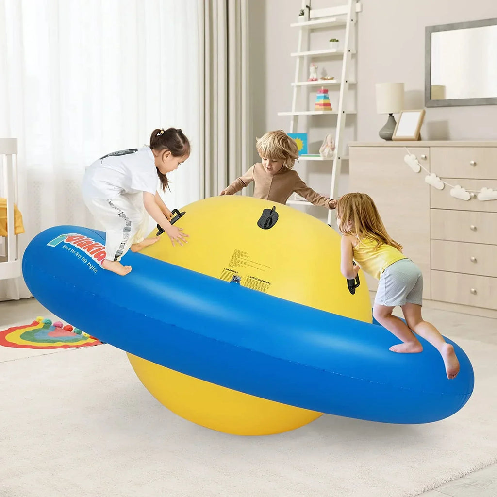 2026 NewOLAKIDS 8FT Inflatable Dome Rocker Bouncer, Outdoor Kids Giant Roll and Play Seesaw Rocker with 6 Secure Handles, Max Weight 250 LBS, Toddlers Climbing Toy Backyard Play Center Equipment