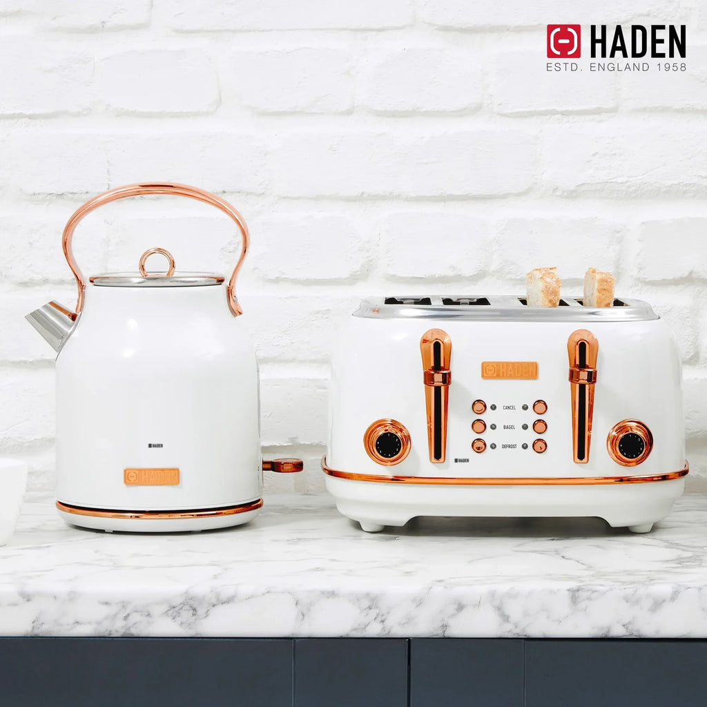 2026 NewHaden Heritage 1500 1.7 Electric Kettle, Matte Black Finish with Copper Accents