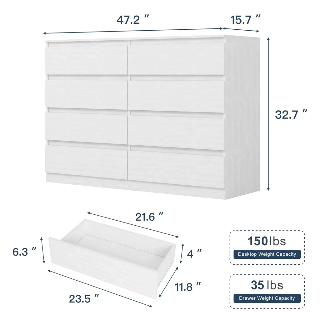 2026 NewResenkos Modern Mid Century 6 Drawer Wide Dressers Chests for Bedroom, Chest of Drawer Organizer Grey