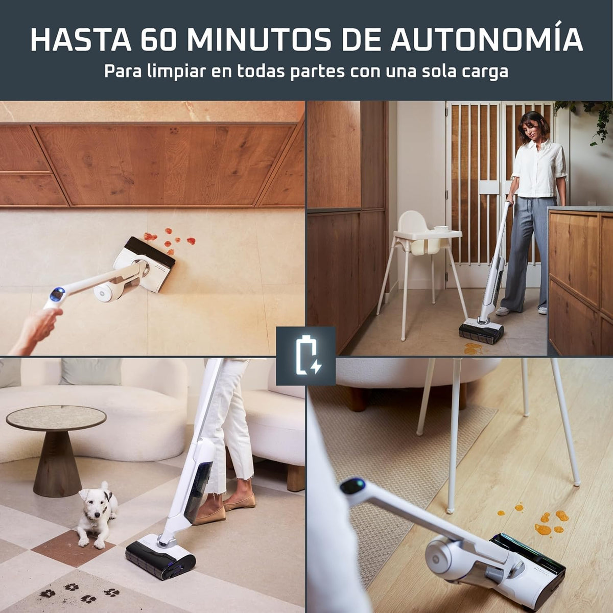 2026 Rowenta X-Clean 10, Aspiradora Fregona Eléctrica Sin Cable con Tecnología Wet & Dry, Autolimpieza y Secado Automático, Tecnología Dual Edge, Ligera, Flexible, Gran autonomía y pantalla LED, GZ7540WO