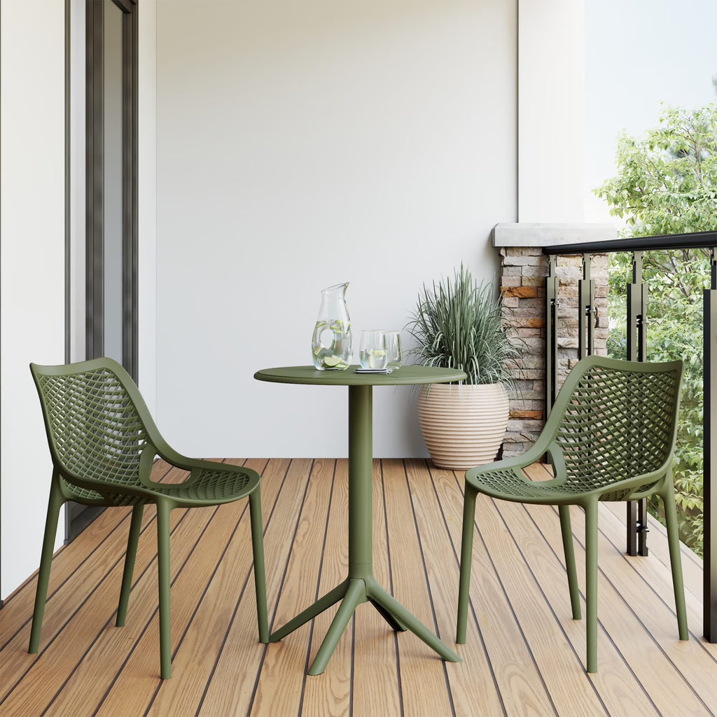 2026 NewWestinTrends Playa 3-Piece Outdoor Resin Patio Bistro Set with Stackable Patio Dining Side Chairs, Olive Green