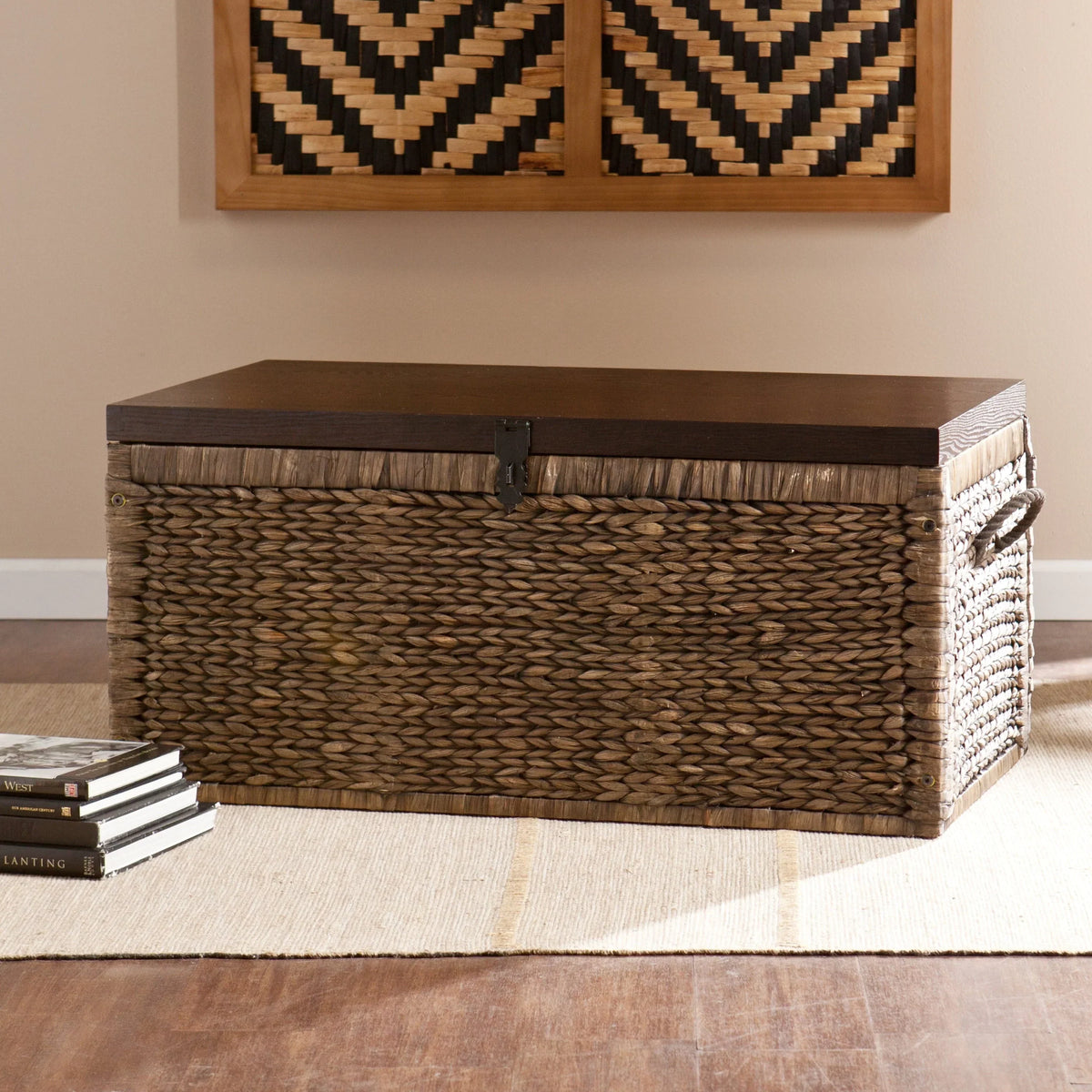 2026 NewSamford Water Hyacinth Storage Trunk, Blackwashed with Espresso