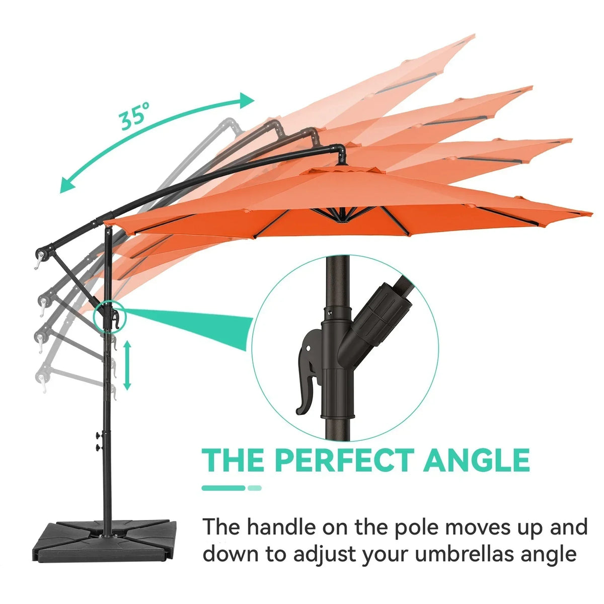 2026 NewJUSTLET 10ft Heavy Duty Patio Hanging Offset Cantilever Patio Umbrella W/ 4-Piece Base Included Included, Beige