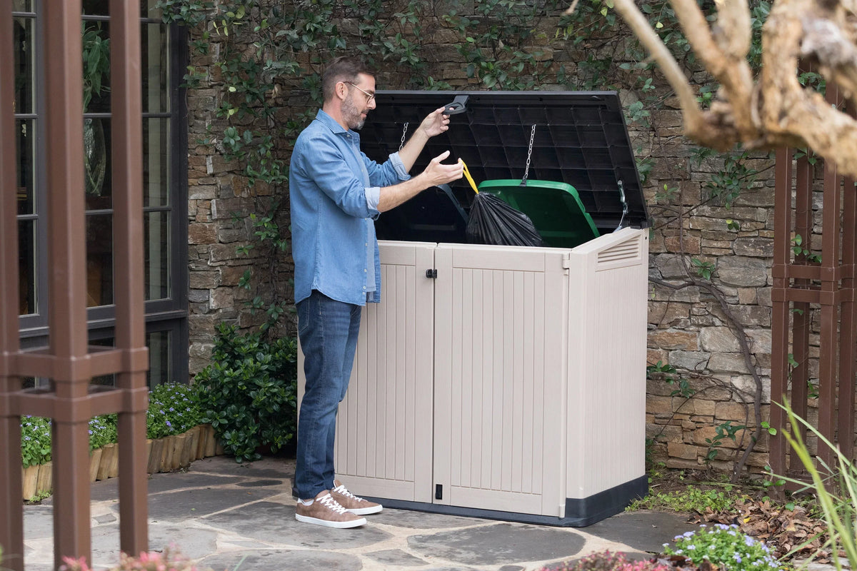 2026 NewKeter S.I.O Midi 4.3' x 2.3' x 3.7' Horizontal Resin Outdoor Storage Shed with Durable Floor, Grey