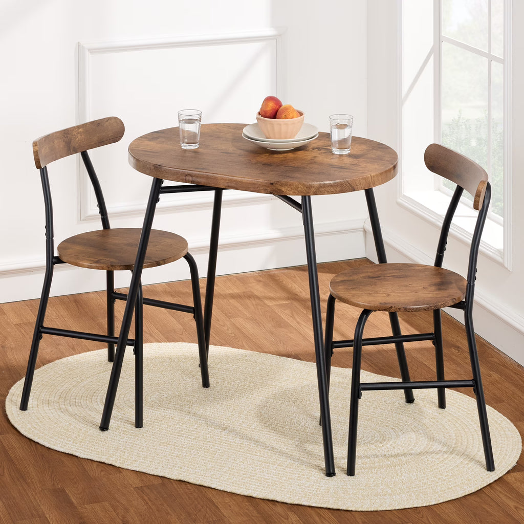 2026 NewBest Choice Products 3-Piece Modern Oval Dining Table Set, Small Kitchen Dinette w/ 2 Chairs - Black/Black