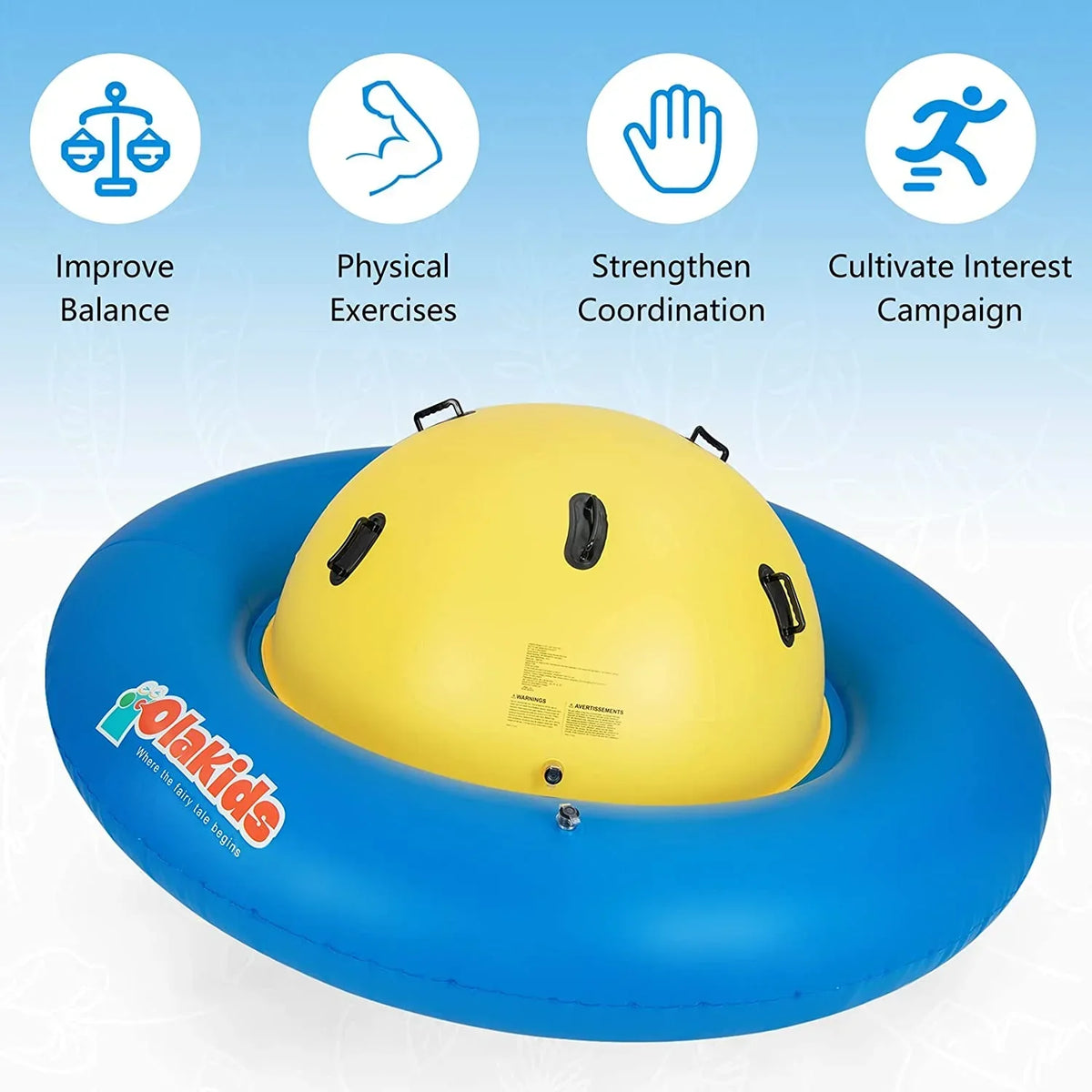 2026 NewOLAKIDS 8FT Inflatable Dome Rocker Bouncer, Outdoor Kids Giant Roll and Play Seesaw Rocker with 6 Secure Handles, Max Weight 250 LBS, Toddlers Climbing Toy Backyard Play Center Equipment