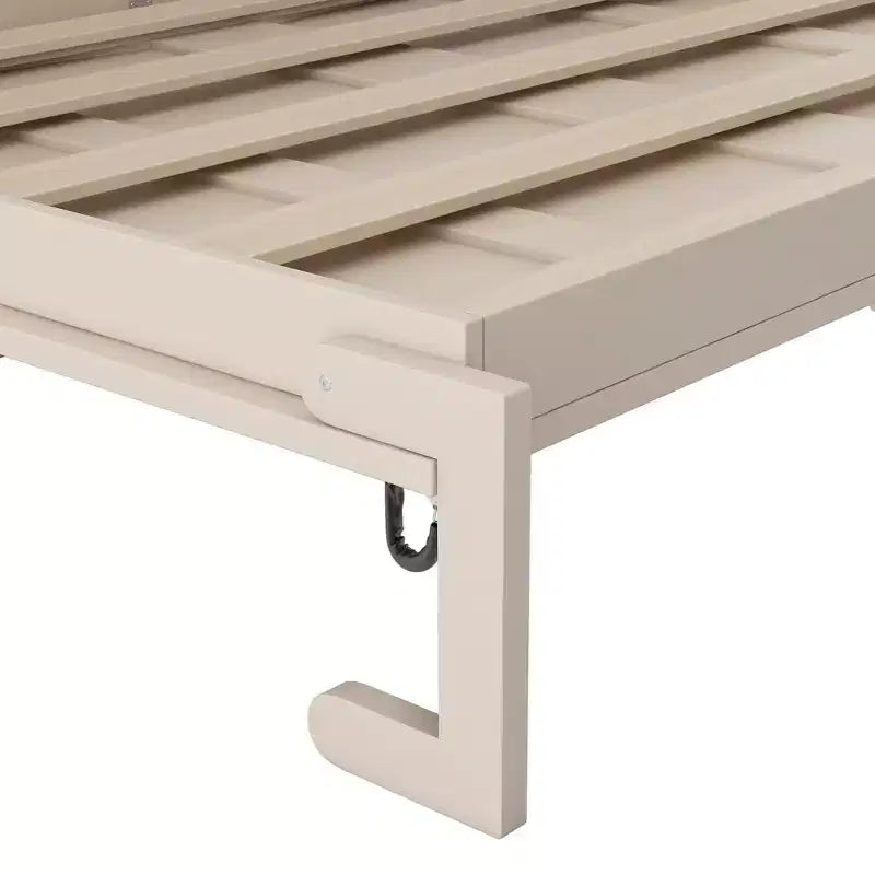 2026 Cama abatible tamaño Full con armarios de almacenamiento y estructura de madera, beige