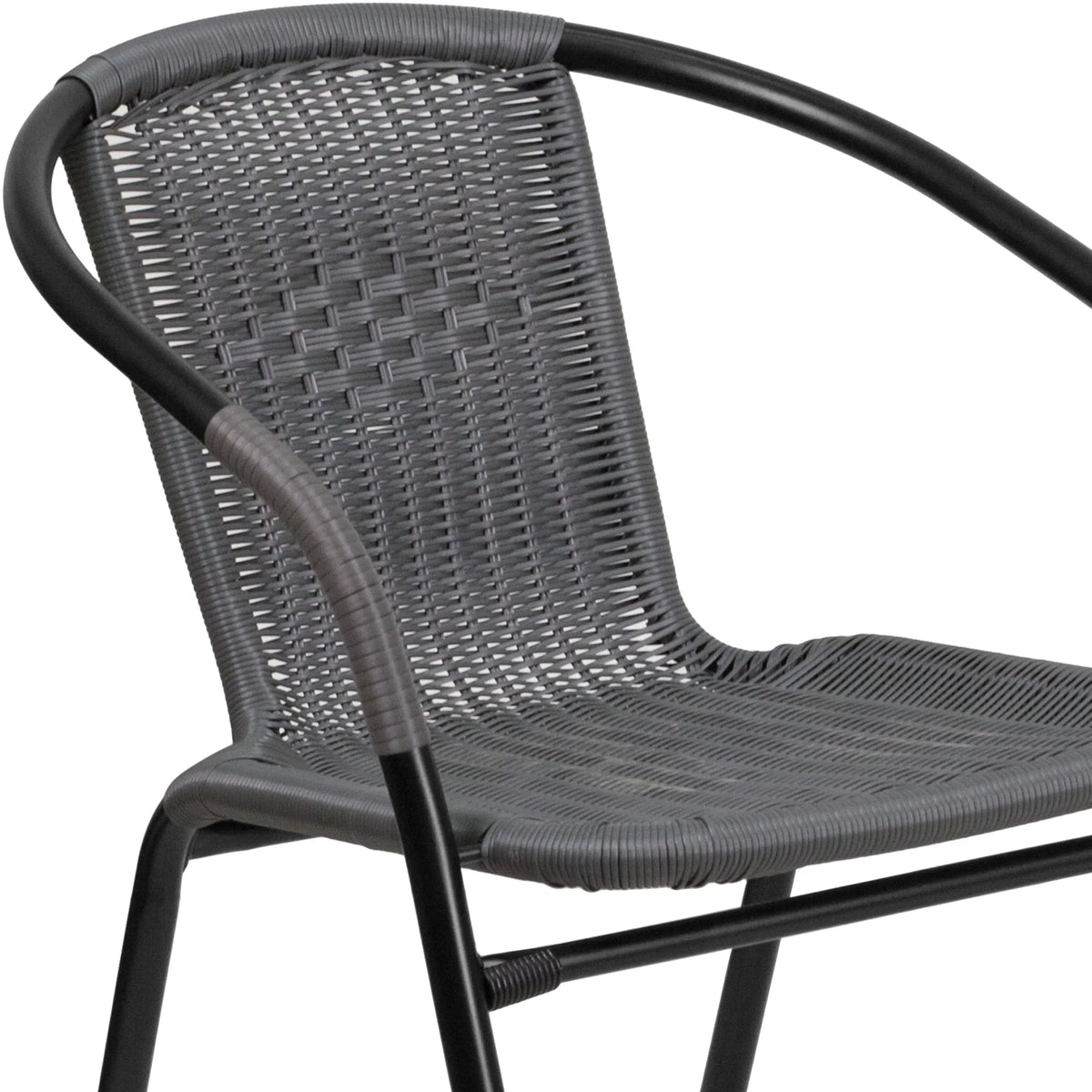 2026 NewEmma + Oliver Indoor/Outdoor Stacking Rattan Restaurant Patio Chairs, Set of 2, Gray