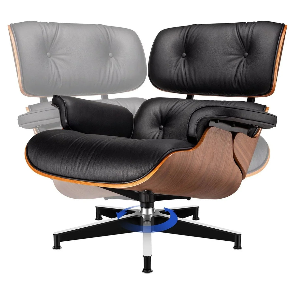 2026 NewLounge Chair, Mid Century Lounge Chair,Top Grain Leather Sofa for Living Room, Indoor Modern Lounge Chair and Ottoman Set, Chaise Lounge for Office, Study