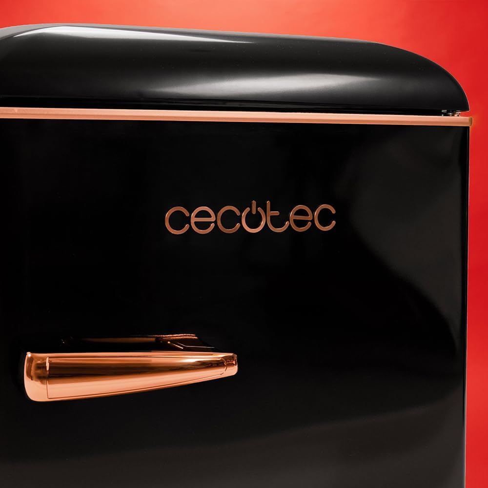 2026 Cecotec Bolero CoolMarket 2D Origin 86 Black E, frigorífico retro de 2 puertas 86 L, compartimento congelador, luz interior, tirador cromado, negro