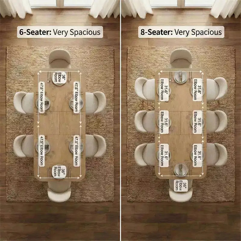 2026 Juego de comedor de 7 piezas con mesa extensible 78–96" y 6 sillas tapizadas - Panipeachy